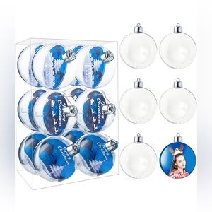 Joiedomi 6 Packs 2.76'' Clear Christmas Balls Photo Ornaments for Craft